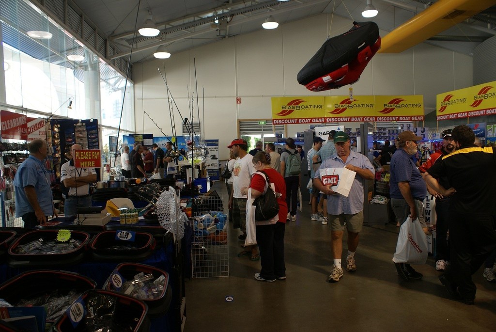 Accessories, electronics and fishing tackle all combined to attract the hordes.  © Bob Wonders